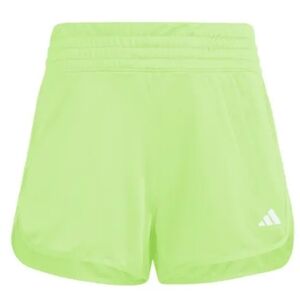 Adidas Women's Pacer Training Woven High Rise Shorts Lucid Lemon/White Size XL